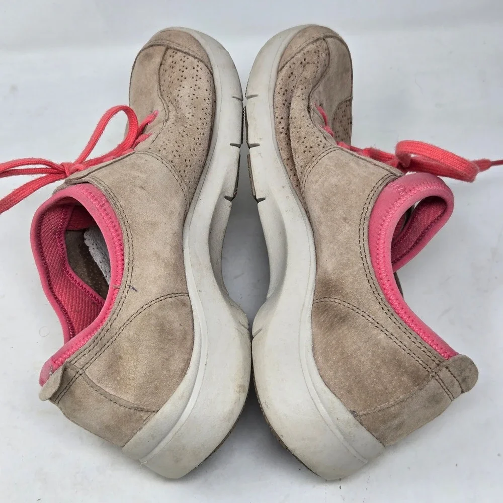 Dansko Womens Taupe Suede Pink Lace Up Comfort Walking Shoes Size 38 Slip Resist
